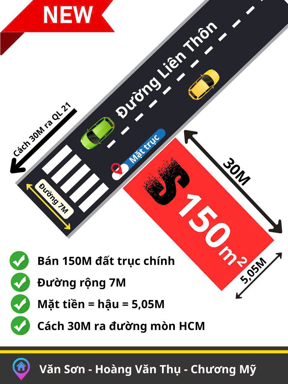 bán mảnh 150m hoàng văn thụ, đường liên thôn, gần đường quốc lộ 21A